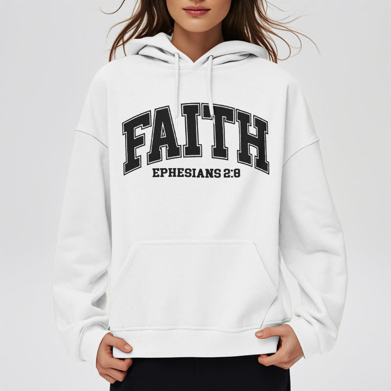 Christianartworkshop Modern Style Faith Ephesians 2 : 8 Fleece Lined Polyester Hoodie