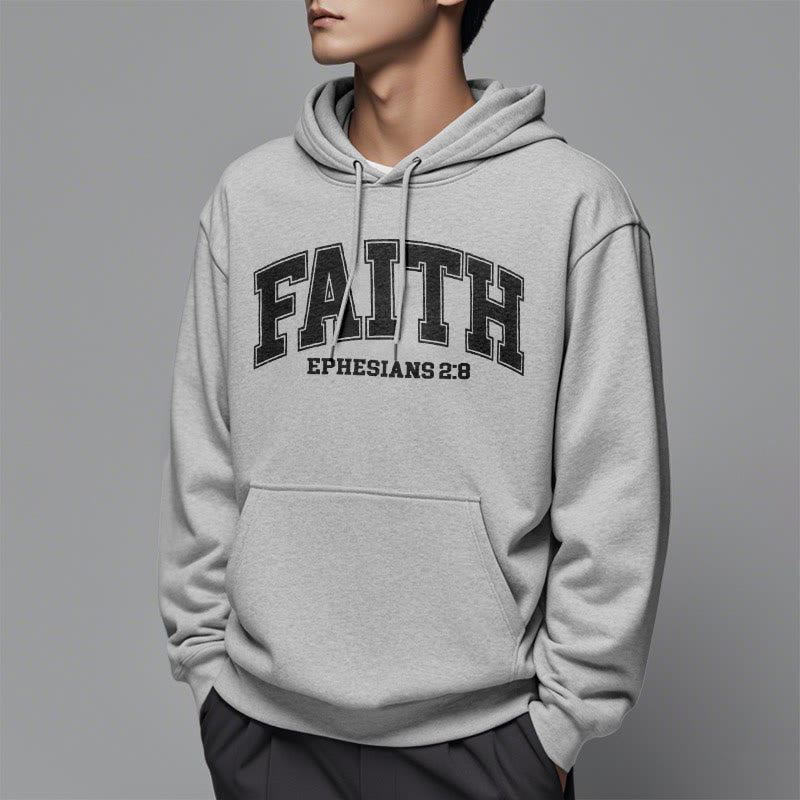 Christianartworkshop Modern Style Faith Ephesians 2 : 8 Fleece Lined Polyester Hoodie