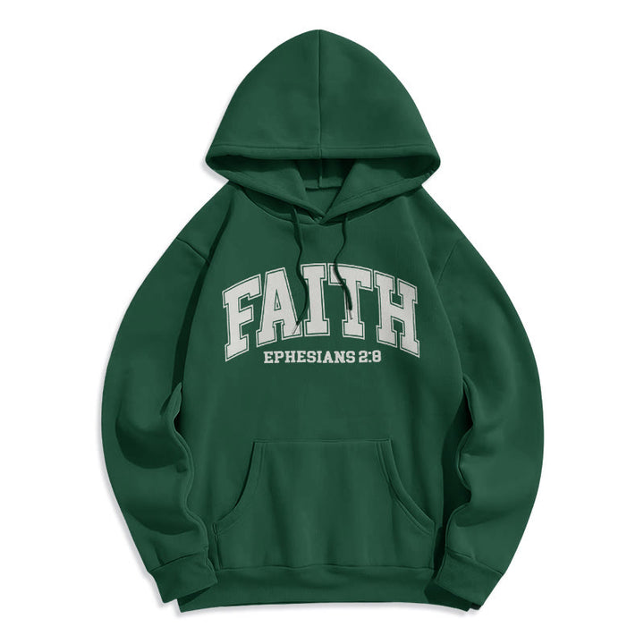 Christianartworkshop Modern Style Faith Ephesians 2 : 8 Fleece Lined Polyester Hoodie