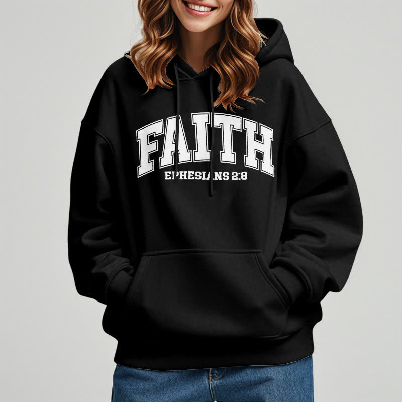 Christianartworkshop Modern Style Faith Ephesians 2 : 8 Fleece Lined Polyester Hoodie