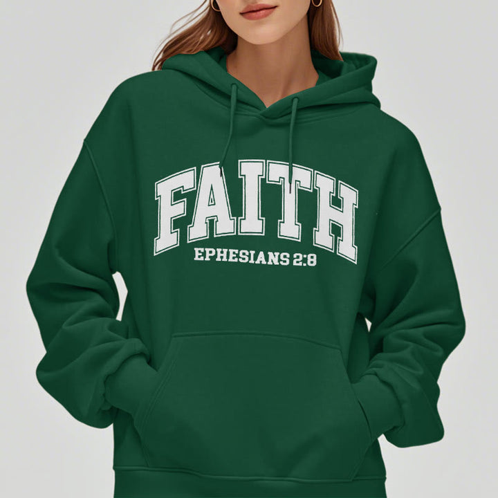 Christianartworkshop Modern Style Faith Ephesians 2 : 8 Fleece Lined Polyester Hoodie