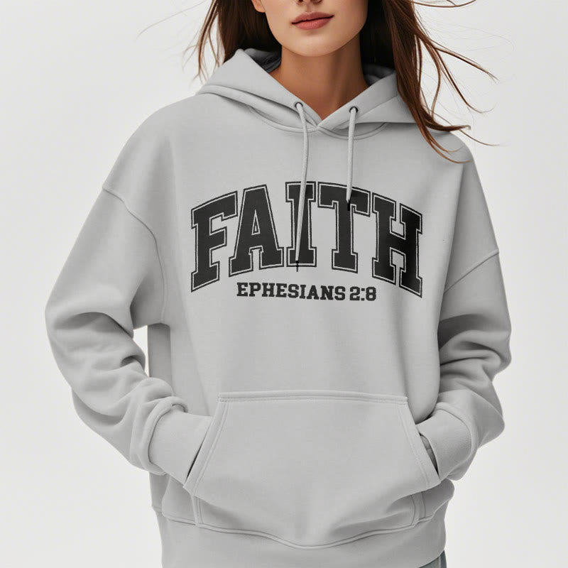 Christianartworkshop Modern Style Faith Ephesians 2 : 8 Fleece Lined Polyester Hoodie