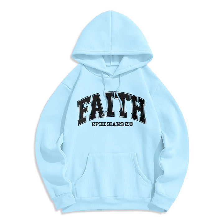 Christianartworkshop Modern Style Faith Ephesians 2 : 8 Fleece Lined Polyester Hoodie