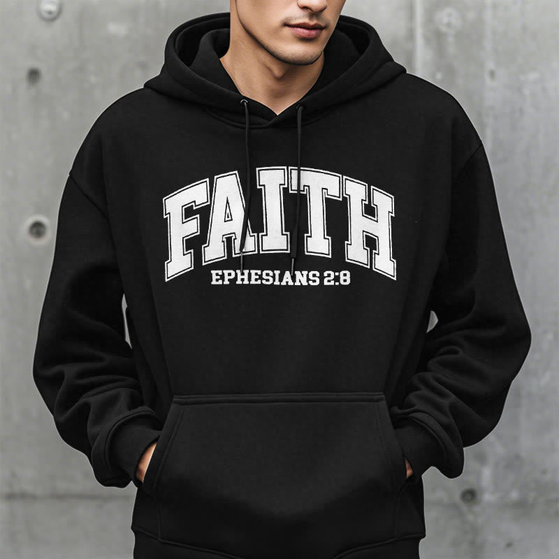 Christianartworkshop Modern Style Faith Ephesians 2 : 8 Fleece Lined Polyester Hoodie