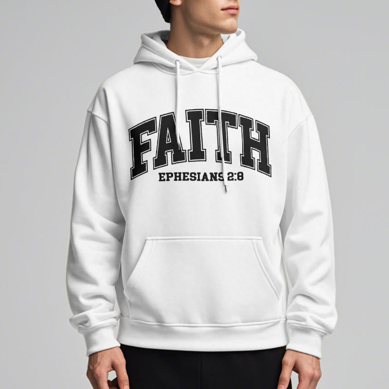 Christianartworkshop Modern Style Faith Ephesians 2 : 8 Fleece Lined Polyester Hoodie