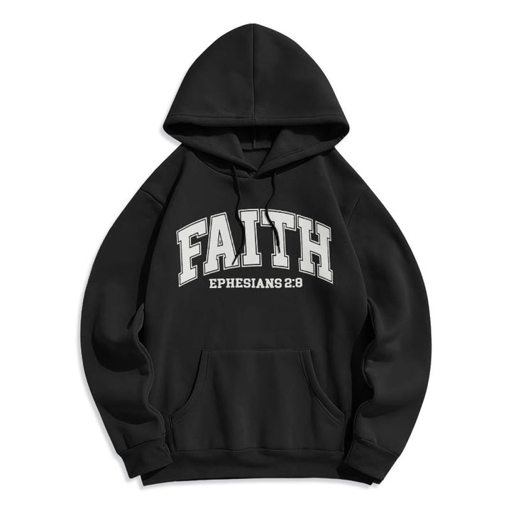 Christianartworkshop Modern Style Faith Ephesians 2 : 8 Fleece Lined Polyester Hoodie