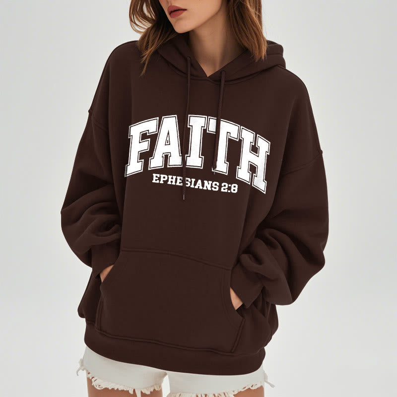 Christianartworkshop Modern Style Faith Ephesians 2 : 8 Fleece Lined Polyester Hoodie