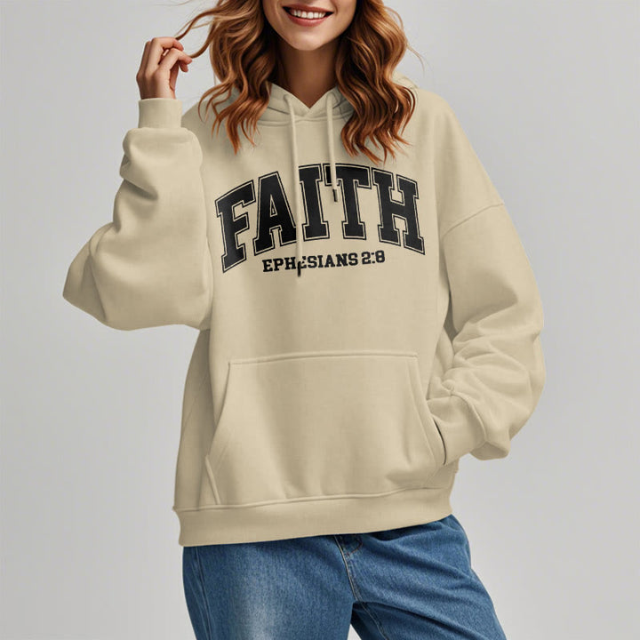 Christianartworkshop Modern Style Faith Ephesians 2 : 8 Fleece Lined Polyester Hoodie