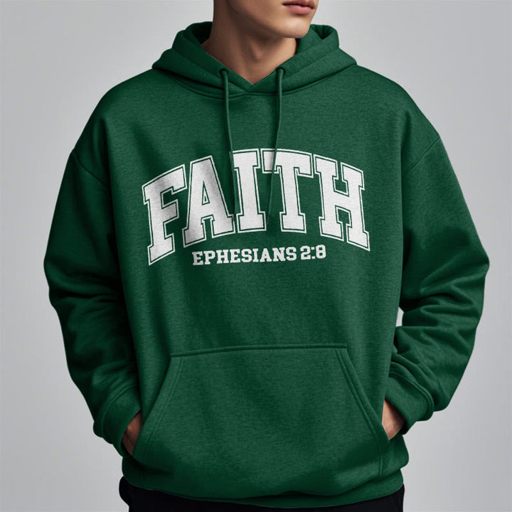 Christianartworkshop Modern Style Faith Ephesians 2 : 8 Fleece Lined Polyester Hoodie