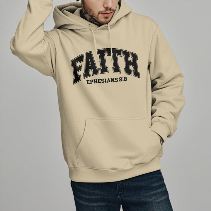 Christianartworkshop Modern Style Faith Ephesians 2 : 8 Fleece Lined Polyester Hoodie