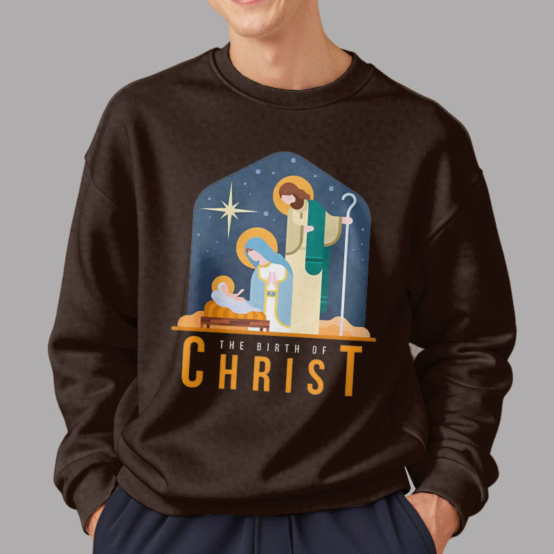 Christianartworkshop Colored Style Birth Of Christ Nativity Scene Fleece Lined Polyester Sweatshirt - image 22