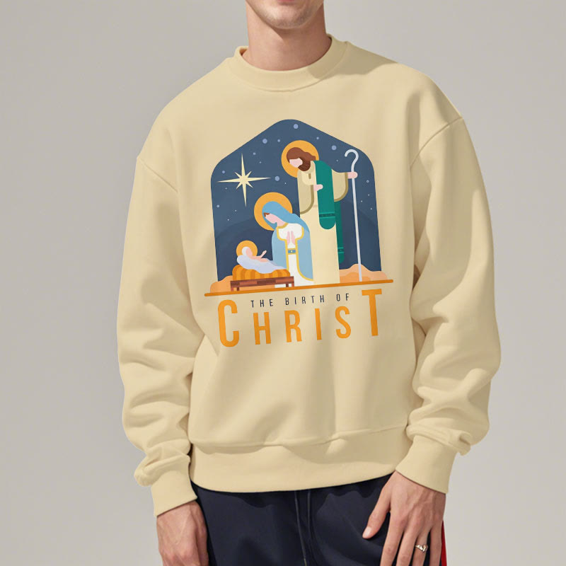 Christianartworkshop Colored Style Birth Of Christ Nativity Scene Fleece Lined Polyester Sweatshirt - image 18