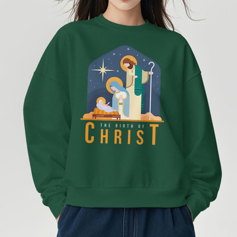 Christianartworkshop Colored Style Birth Of Christ Nativity Scene Fleece Lined Polyester Sweatshirt - image 27