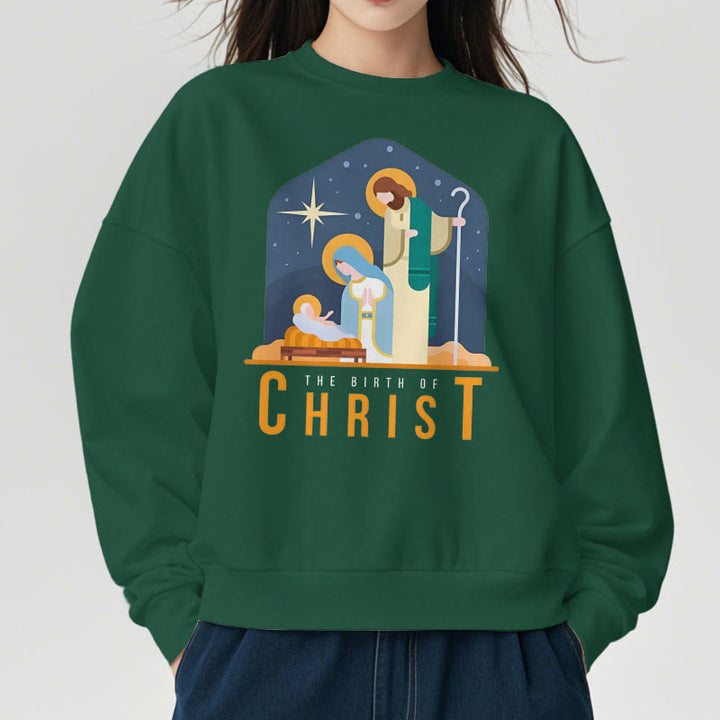 Christianartworkshop Colored Style Birth Of Christ Nativity Scene Fleece Lined Polyester Sweatshirt - image 27