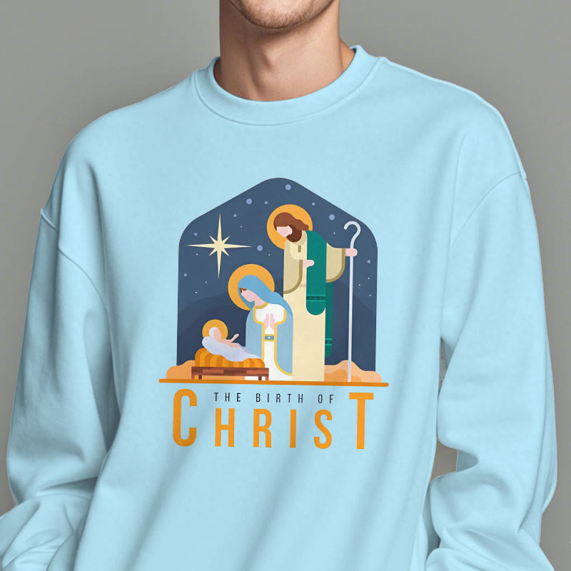 Christianartworkshop Colored Style Birth Of Christ Nativity Scene Fleece Lined Polyester Sweatshirt - image 1