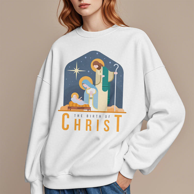 Christianartworkshop Colored Style Birth Of Christ Nativity Scene Fleece Lined Polyester Sweatshirt - image 13