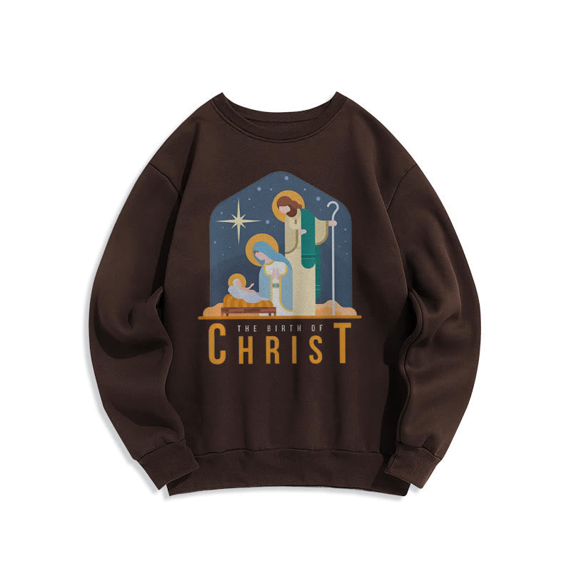 Christianartworkshop Colored Style Birth Of Christ Nativity Scene Fleece Lined Polyester Sweatshirt - Brown - 2XL - image 20