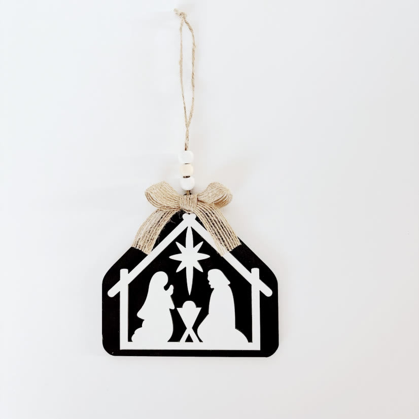 Christianartworkshop Minimalist Style Nativity Scene Silhouette Christmas Nativity Hanging Ornaments