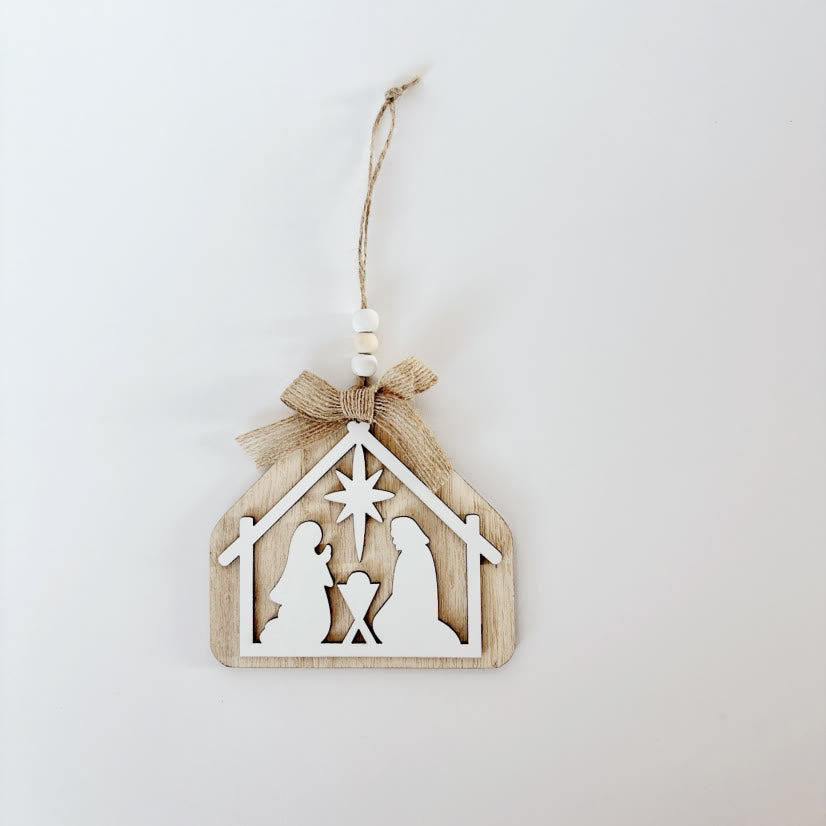 Christianartworkshop Minimalist Style Nativity Scene Silhouette Christmas Nativity Hanging Ornaments