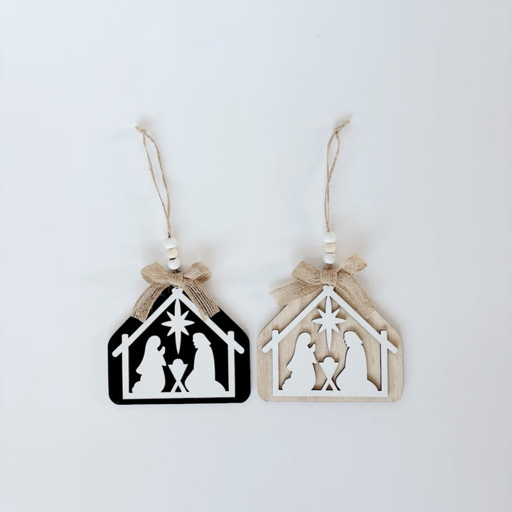 Christianartworkshop Minimalist Style Nativity Scene Silhouette Christmas Nativity Hanging Ornaments