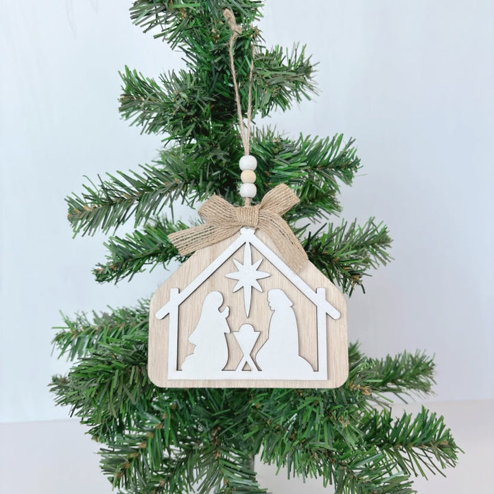 Christianartworkshop Minimalist Style Nativity Scene Silhouette Christmas Nativity Hanging Ornaments