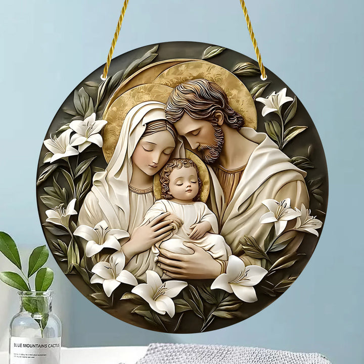 Christianartworkshop Classic Style Nativity Scene Floral Acrylic Christmas Nativity Hanging Ornaments