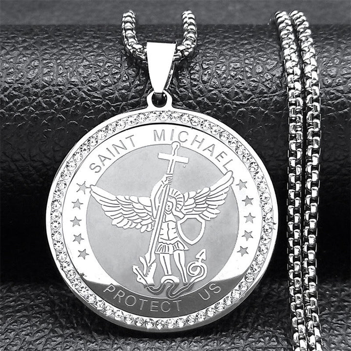 Christianartworkshop Classic Style Saint Michael Protect Us Sacred Blessing Pendant Necklace