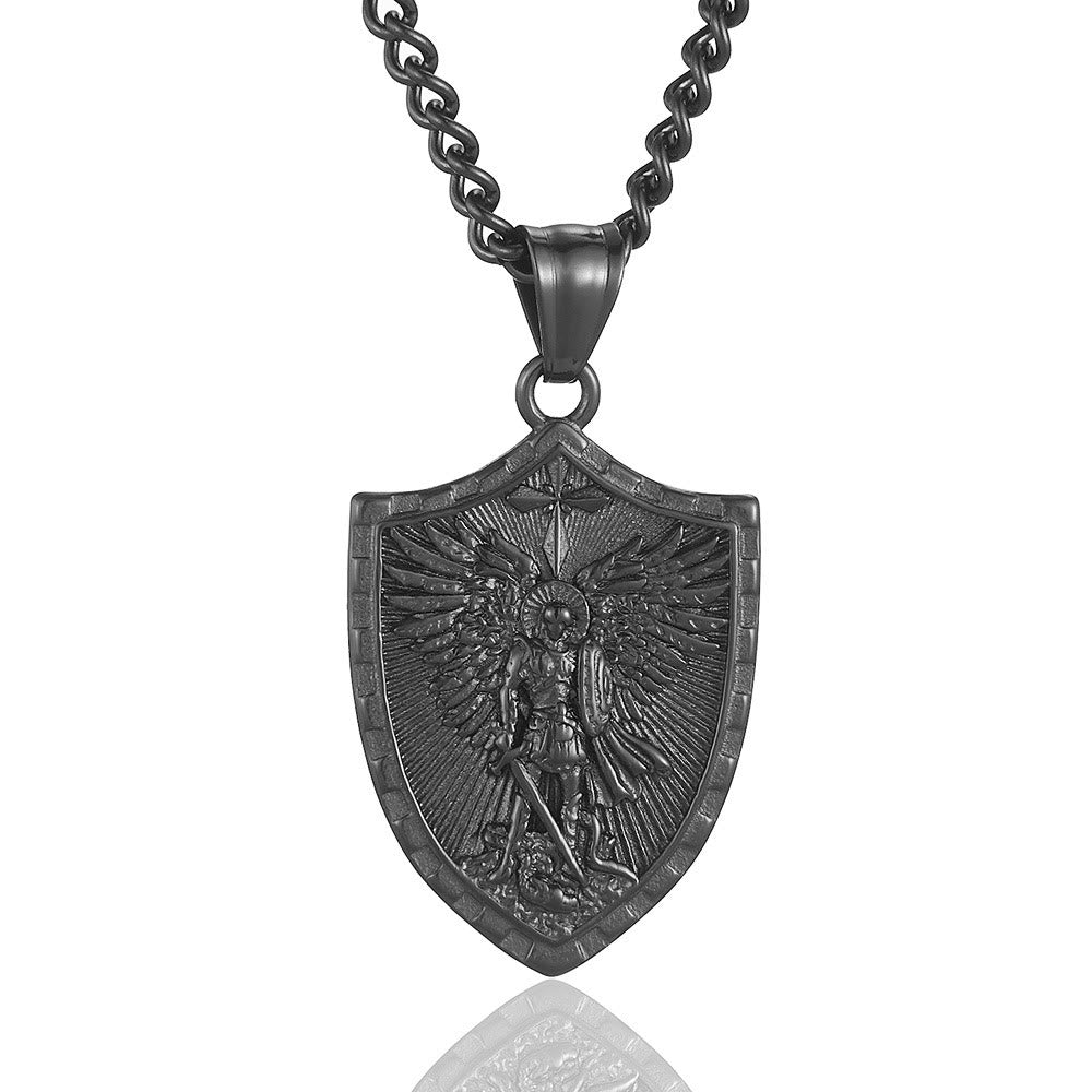 Christianartworkshop Modern Style Michael The Archangel Shield Devine Guardian Pendant Necklace