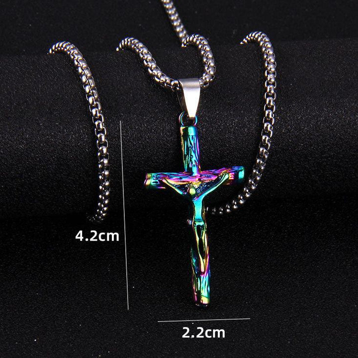 Discount Today: Iridescent Rainbow Crucifix Cross Sacred Protection Pendant Necklace