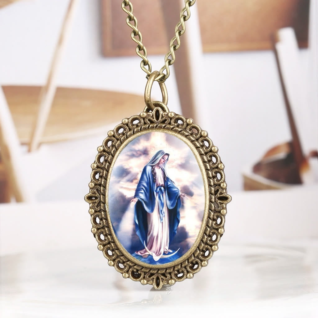 Discount Today: Our Lady Heavenly Grace Locket Watch Pendant Necklace