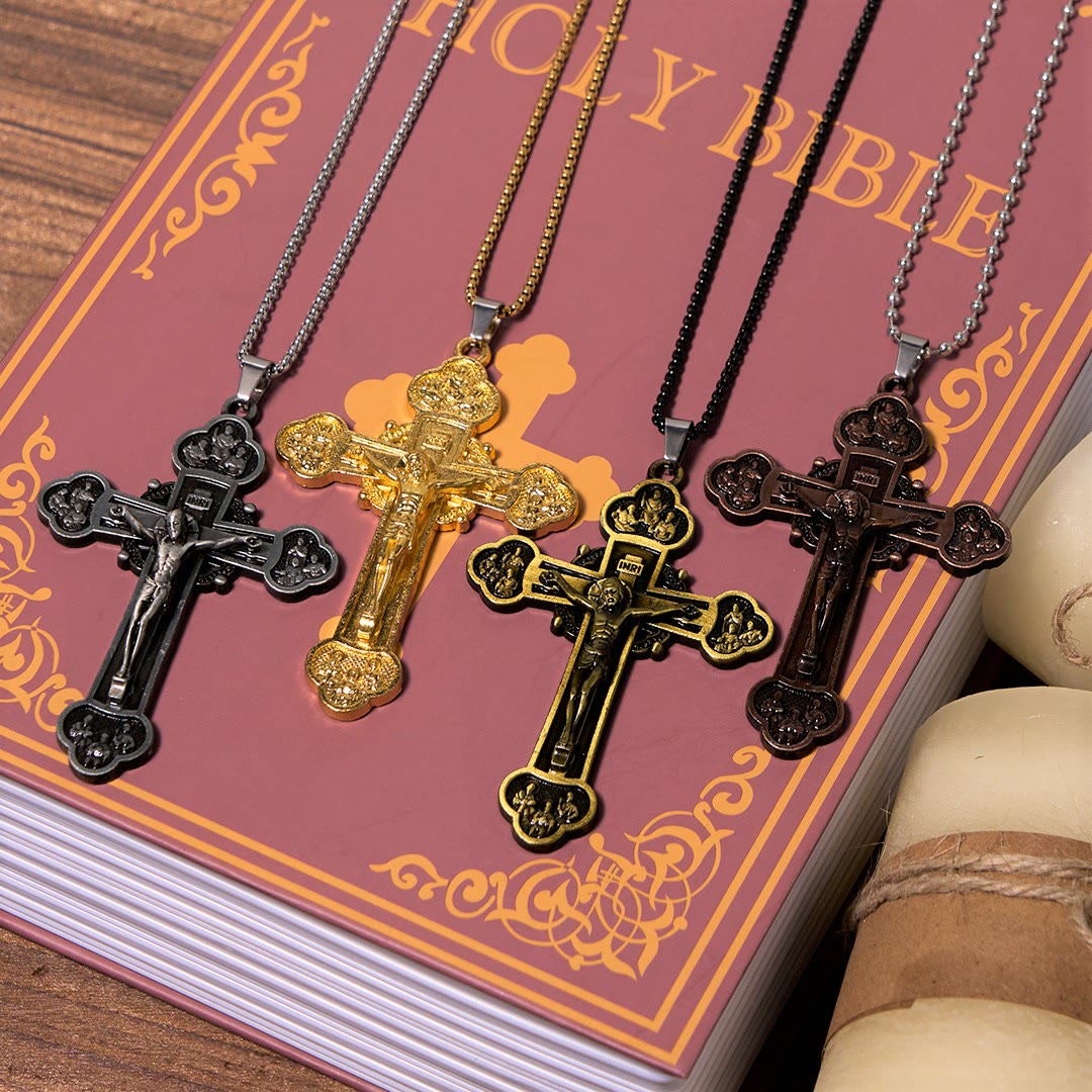 FREE Today: Classic Style Multicolor Craft Alloy Crucifix Faith Pendant Necklace