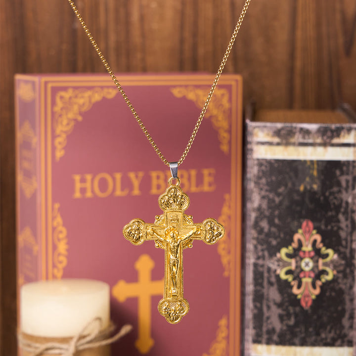 FREE Today: Classic Style Multicolor Craft Alloy Crucifix Faith Pendant Necklace