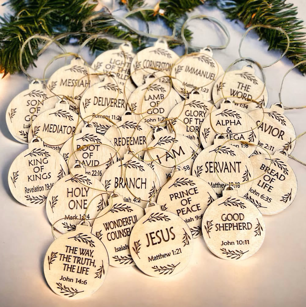 FREE Today: 25pcs/set Natural Style the Names of Jesus Christmas Hanging Pendant Ornaments Decoration