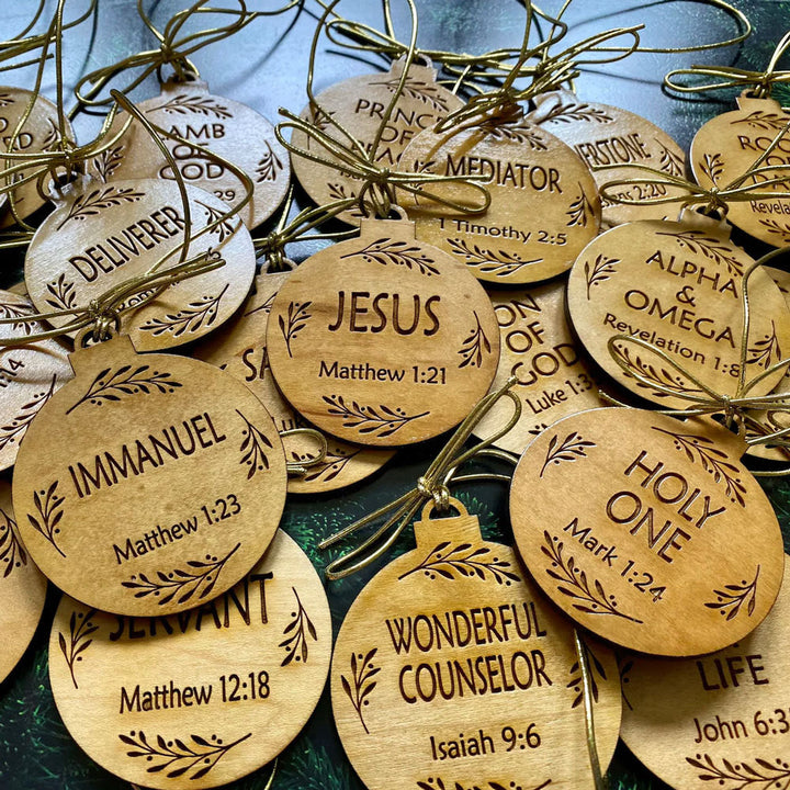 FREE Today: 25pcs/set Natural Style the Names of Jesus Christmas Hanging Pendant Ornaments Decoration