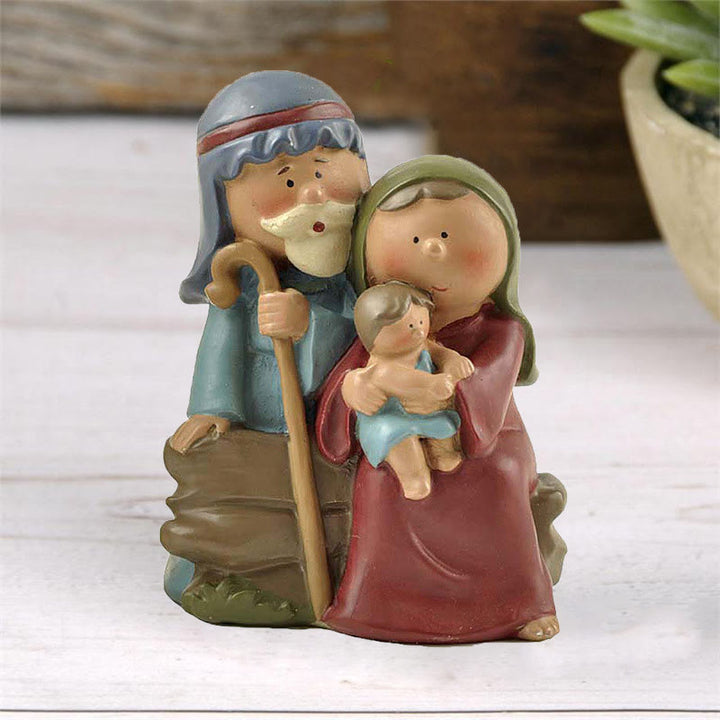 FREE Today: Cartoon Style Sculpture of Holy Family Resin Stereoscopic Desktop Ornaments