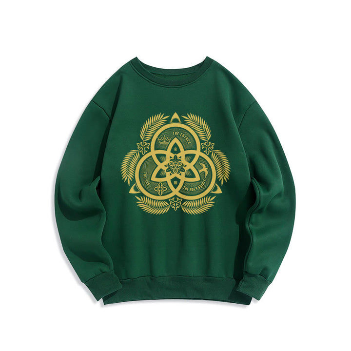 Christianartworkshop Classic Style Divine Unity Gold Sacred Emblem Fleece Lined Polyester Sweatshirt