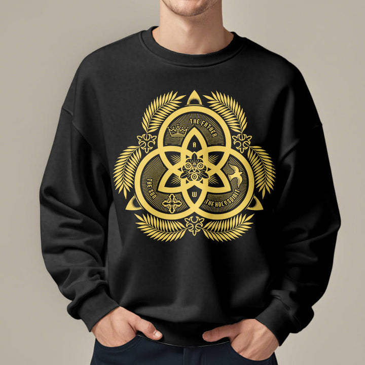 Christianartworkshop Classic Style Divine Unity Gold Sacred Emblem Fleece Lined Polyester Sweatshirt