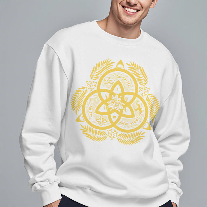 Christianartworkshop Classic Style Divine Unity Gold Sacred Emblem Fleece Lined Polyester Sweatshirt