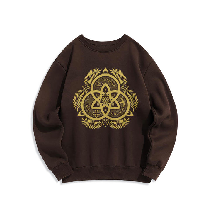 Christianartworkshop Classic Style Divine Unity Gold Sacred Emblem Fleece Lined Polyester Sweatshirt