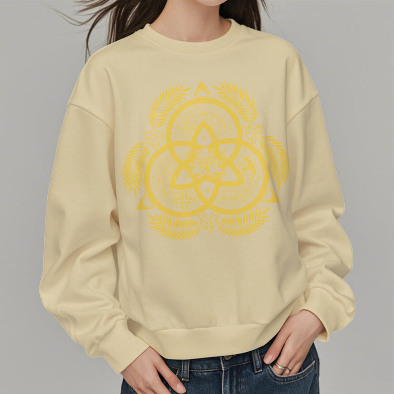 Christianartworkshop Classic Style Divine Unity Gold Sacred Emblem Fleece Lined Polyester Sweatshirt