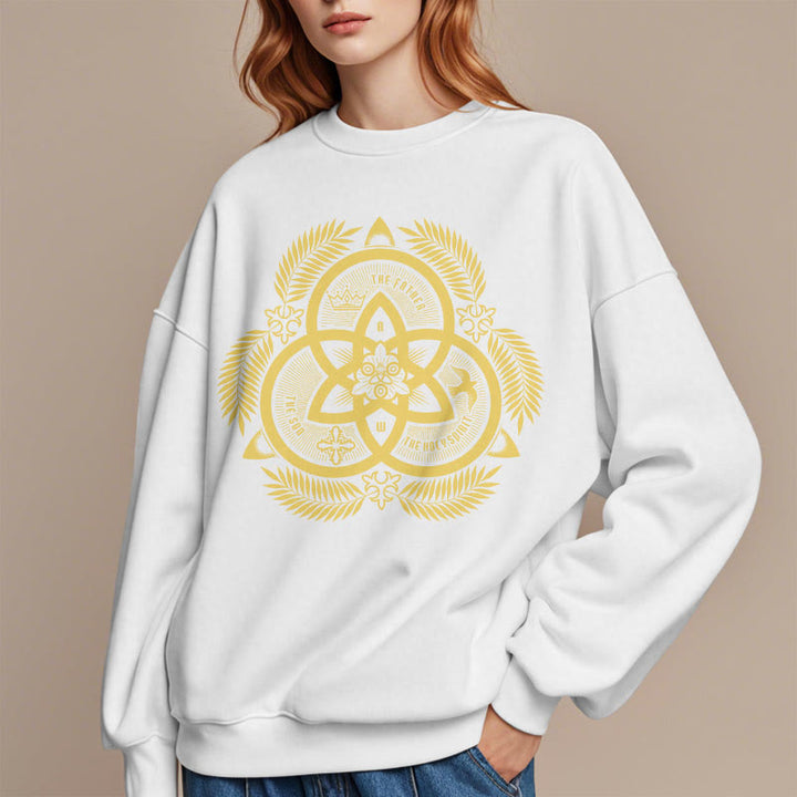 Christianartworkshop Classic Style Divine Unity Gold Sacred Emblem Fleece Lined Polyester Sweatshirt