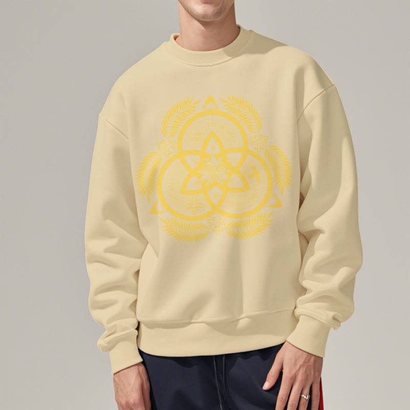 Christianartworkshop Classic Style Divine Unity Gold Sacred Emblem Fleece Lined Polyester Sweatshirt