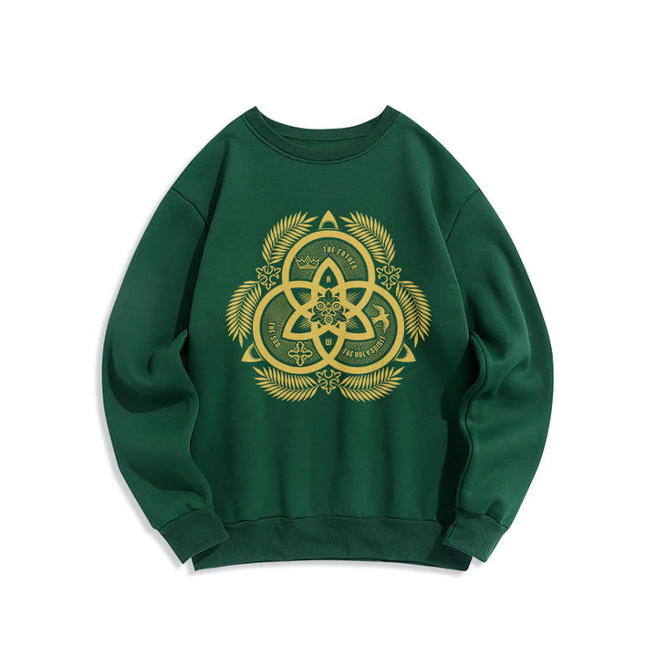Christianartworkshop Classic Style Divine Unity Gold Sacred Emblem Fleece Lined Polyester Sweatshirt - Green - 2XL - image 0
