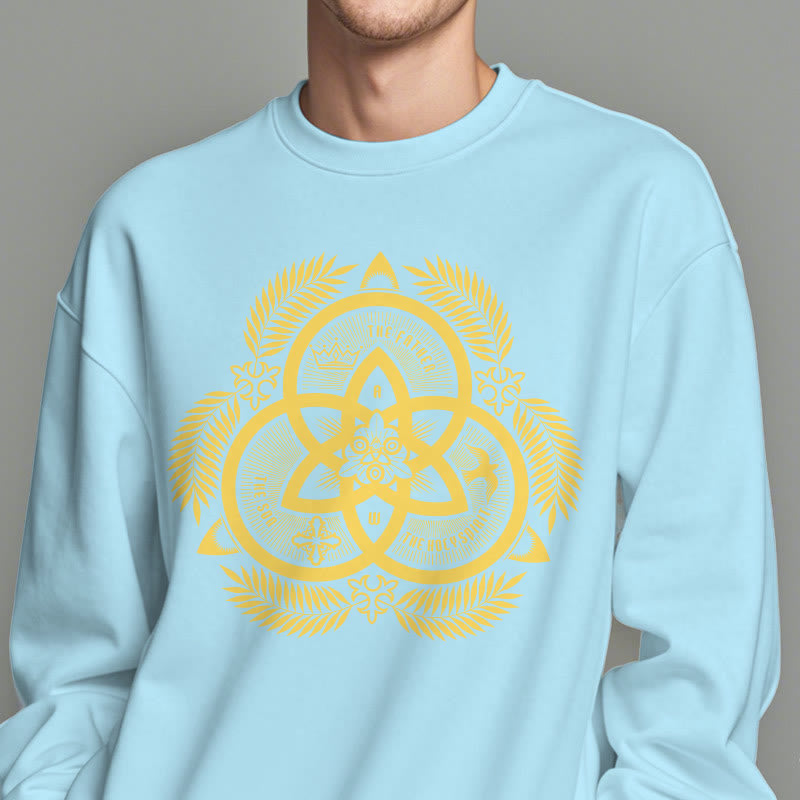 Christianartworkshop Classic Style Divine Unity Gold Sacred Emblem Fleece Lined Polyester Sweatshirt