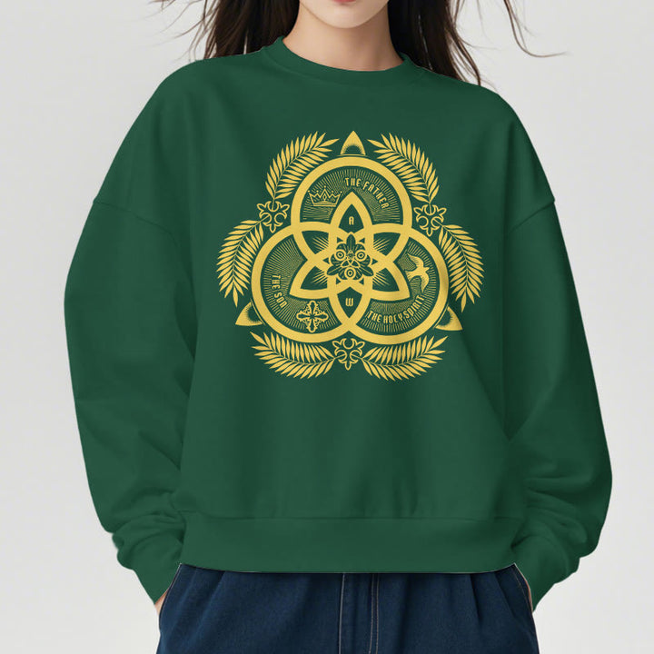 Christianartworkshop Classic Style Divine Unity Gold Sacred Emblem Fleece Lined Polyester Sweatshirt