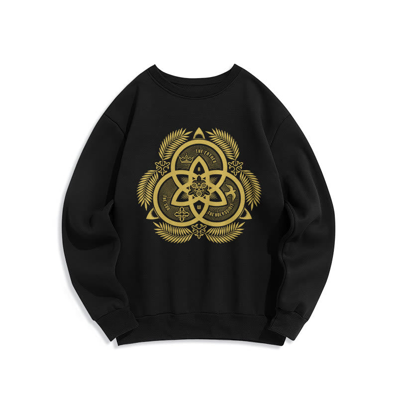Christianartworkshop Classic Style Divine Unity Gold Sacred Emblem Fleece Lined Polyester Sweatshirt - Black - 2XL - image 5