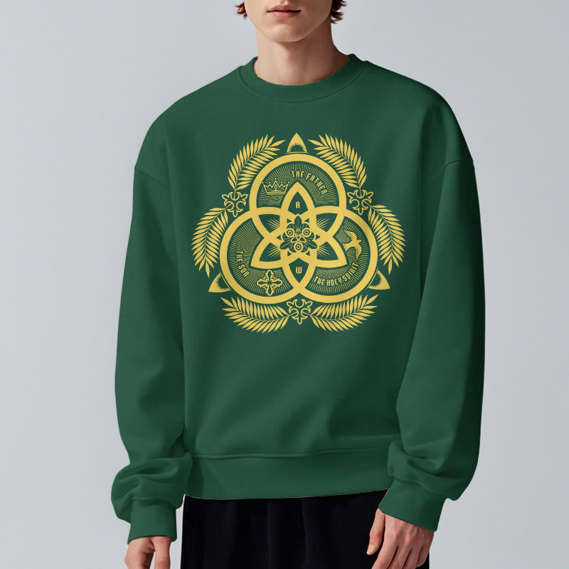 Christianartworkshop Classic Style Divine Unity Gold Sacred Emblem Fleece Lined Polyester Sweatshirt