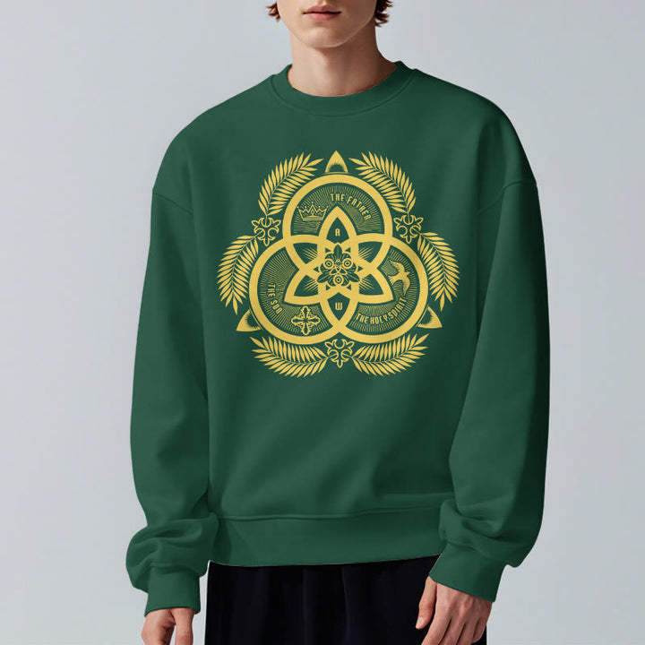 Christianartworkshop Classic Style Divine Unity Gold Sacred Emblem Fleece Lined Polyester Sweatshirt - image 1