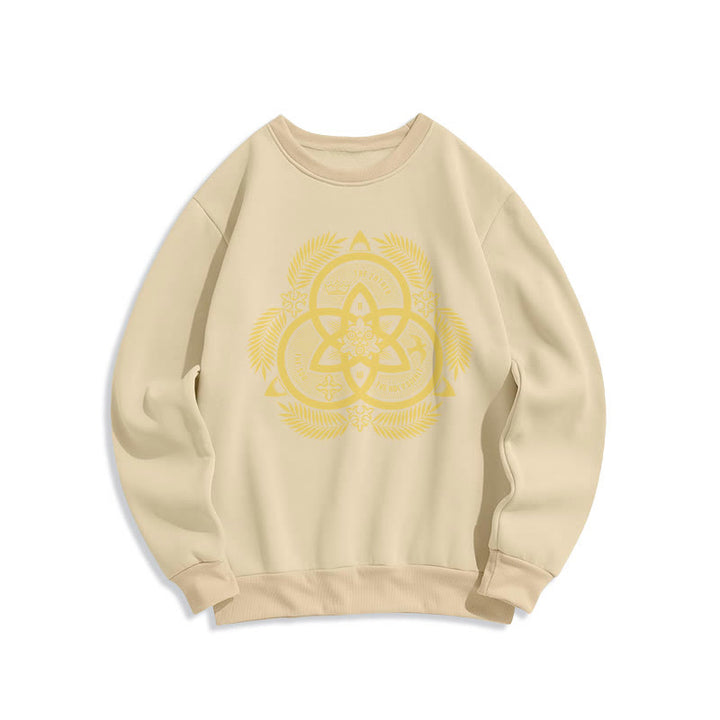 Christianartworkshop Classic Style Divine Unity Gold Sacred Emblem Fleece Lined Polyester Sweatshirt