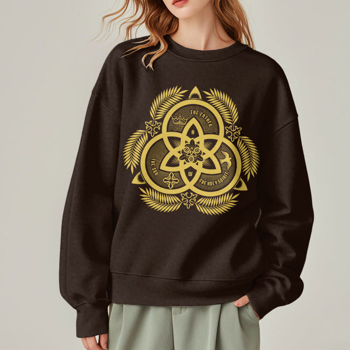 Christianartworkshop Classic Style Divine Unity Gold Sacred Emblem Fleece Lined Polyester Sweatshirt